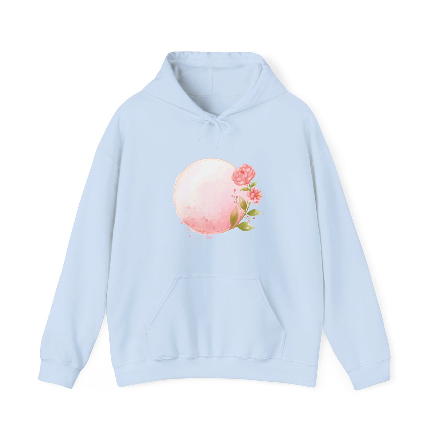 Pink Watercolor Rose Circle Hooded Sweatshirt