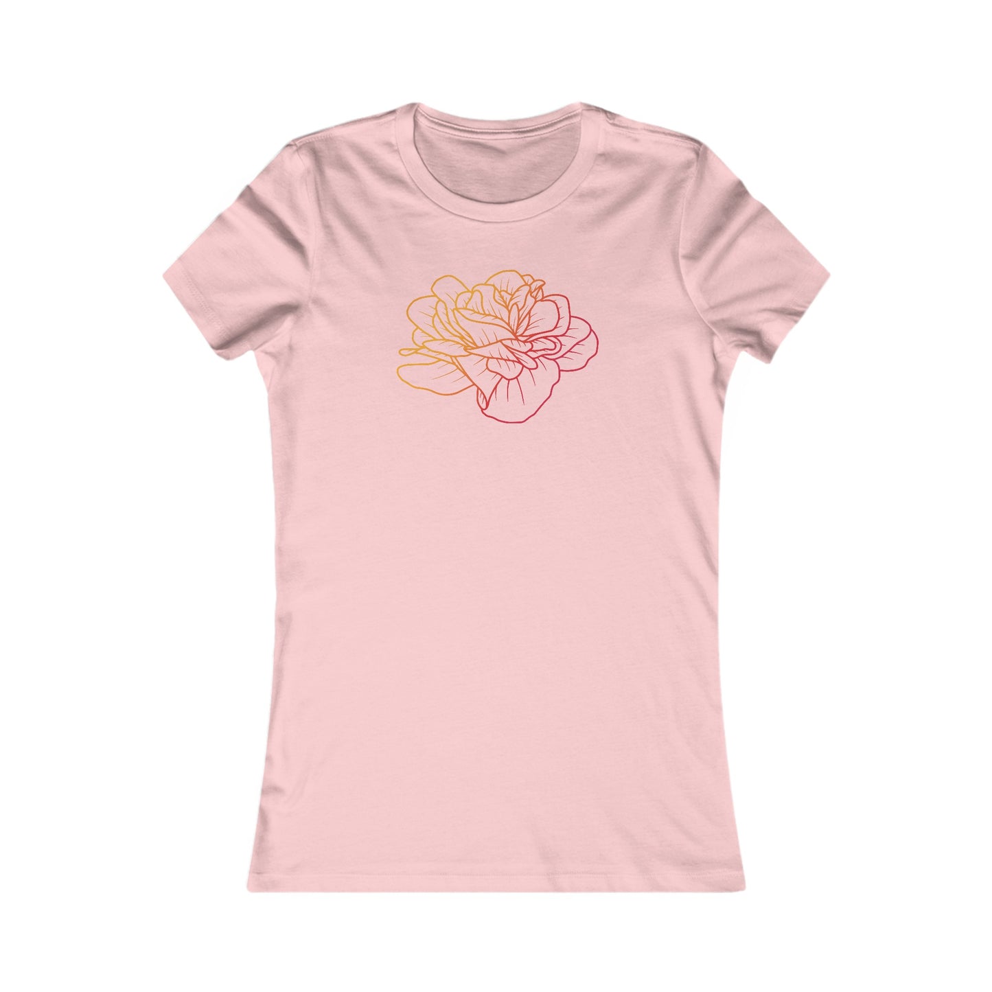 Colorful Rose Outline Fitted Tee