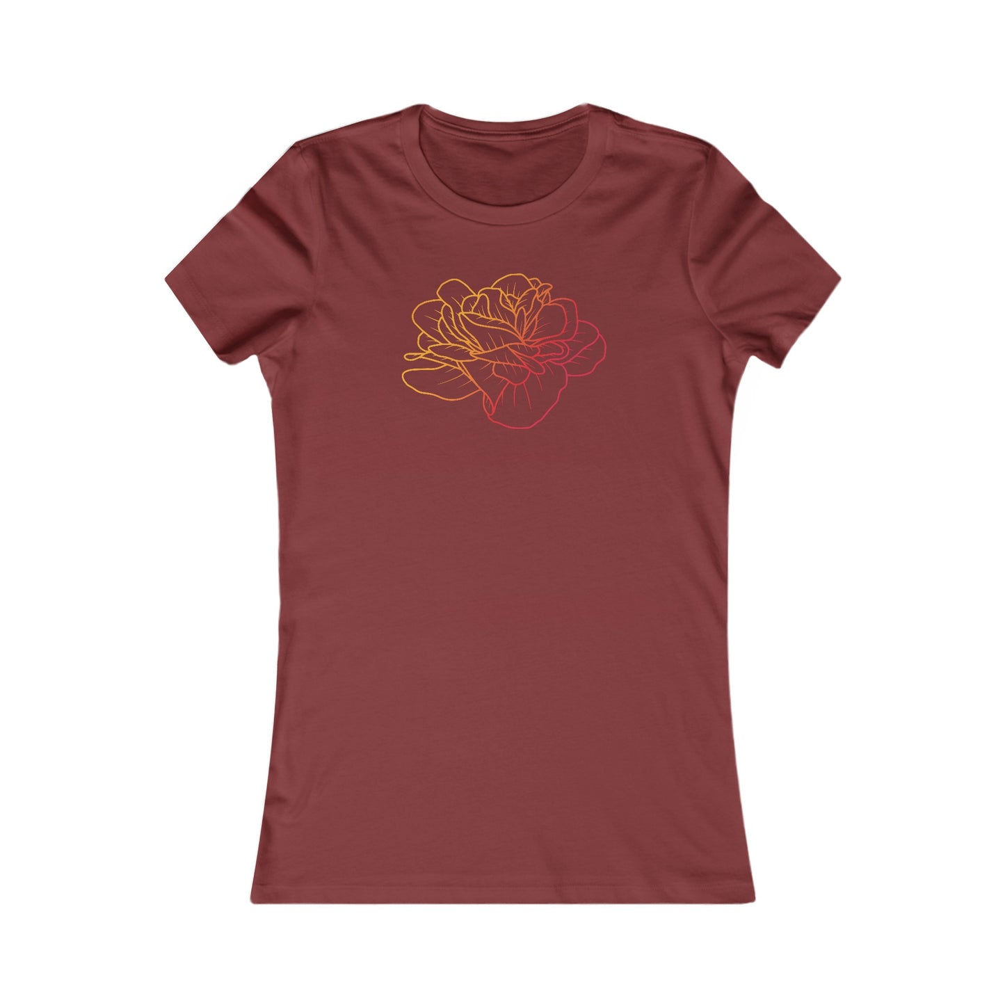 Colorful Rose Outline Fitted Tee