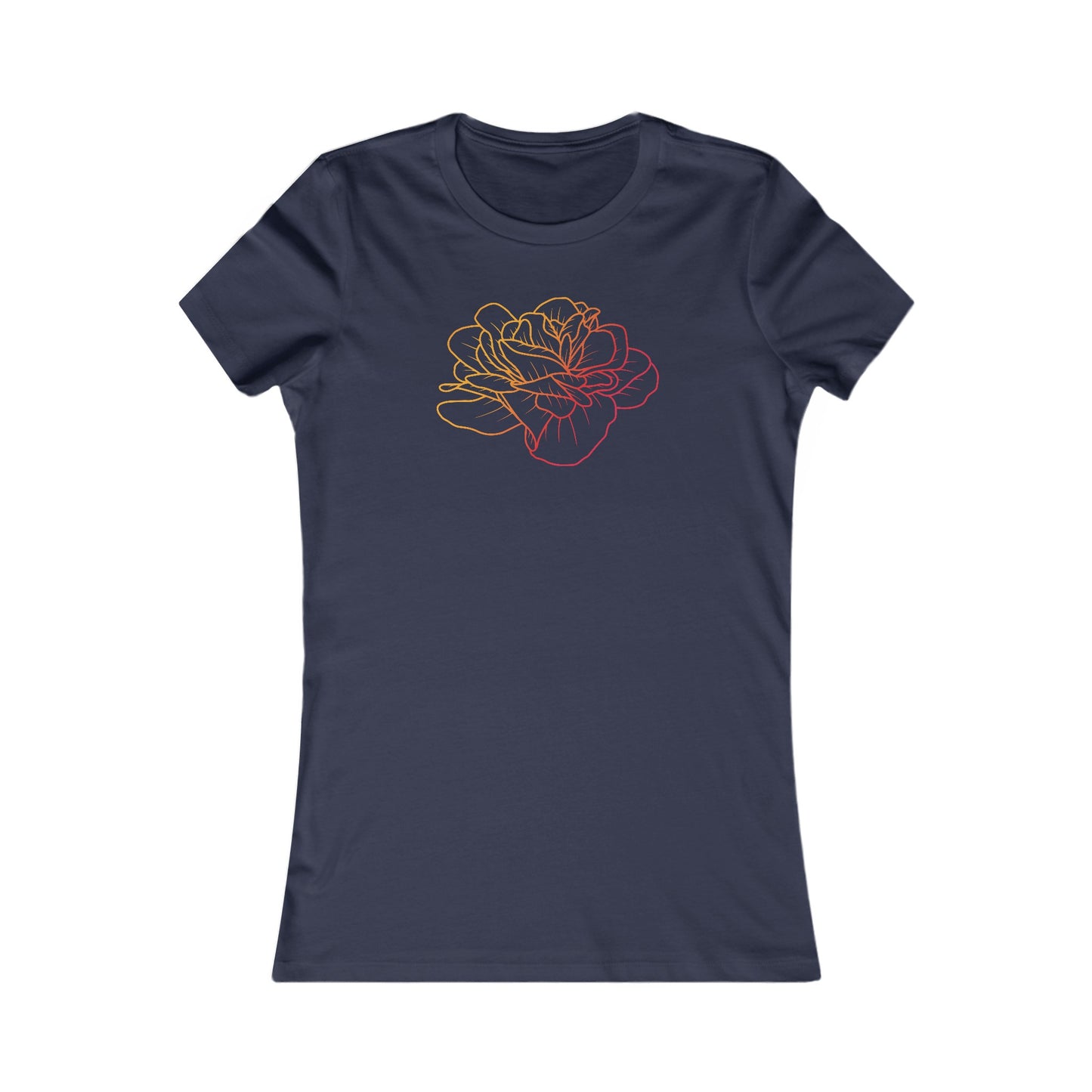 Colorful Rose Outline Fitted Tee
