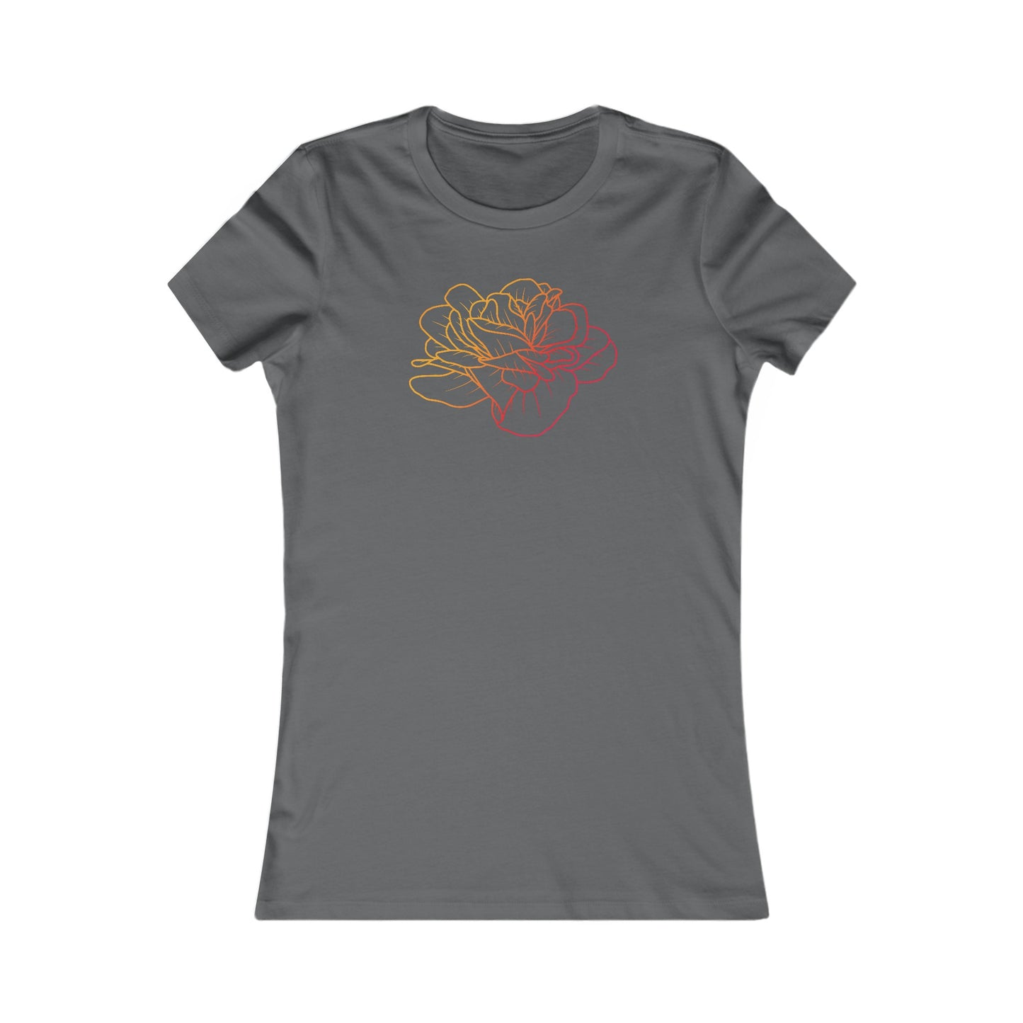 Colorful Rose Outline Fitted Tee