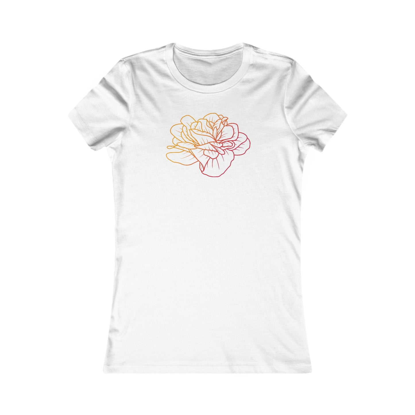 Colorful Rose Outline Fitted Tee