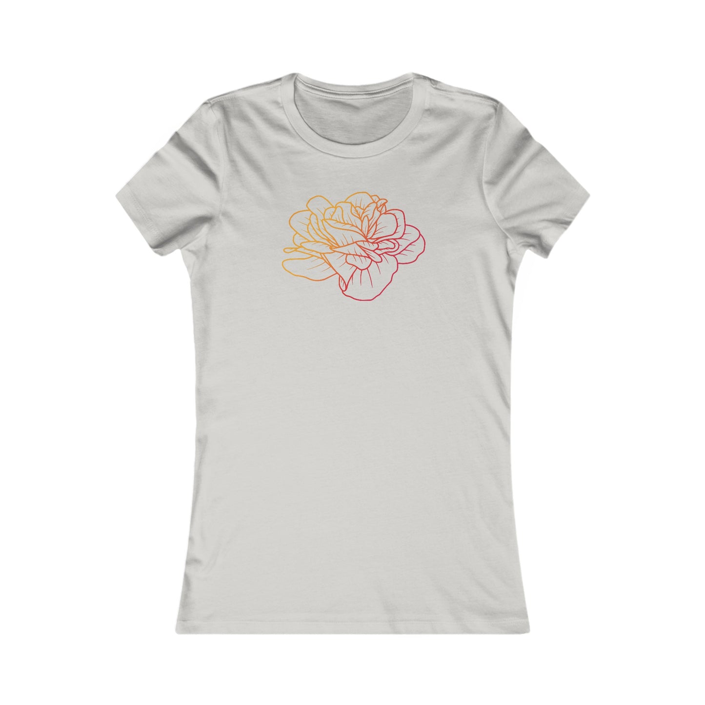 Colorful Rose Outline Fitted Tee