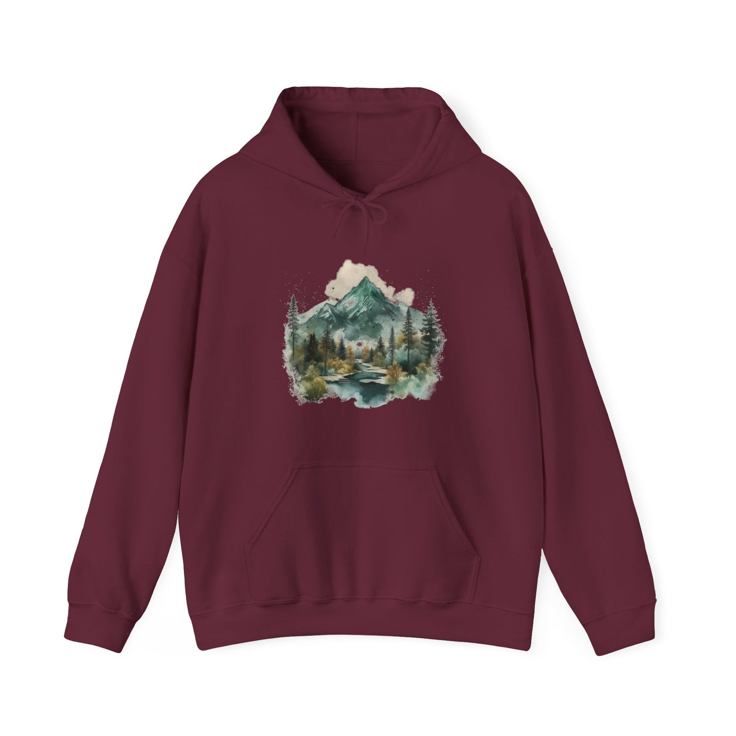 Watercolor Mountains Hooded Sweatshirt