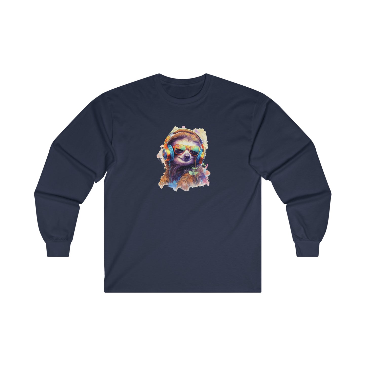 Sloth with Headphones Long Sleeve Tee