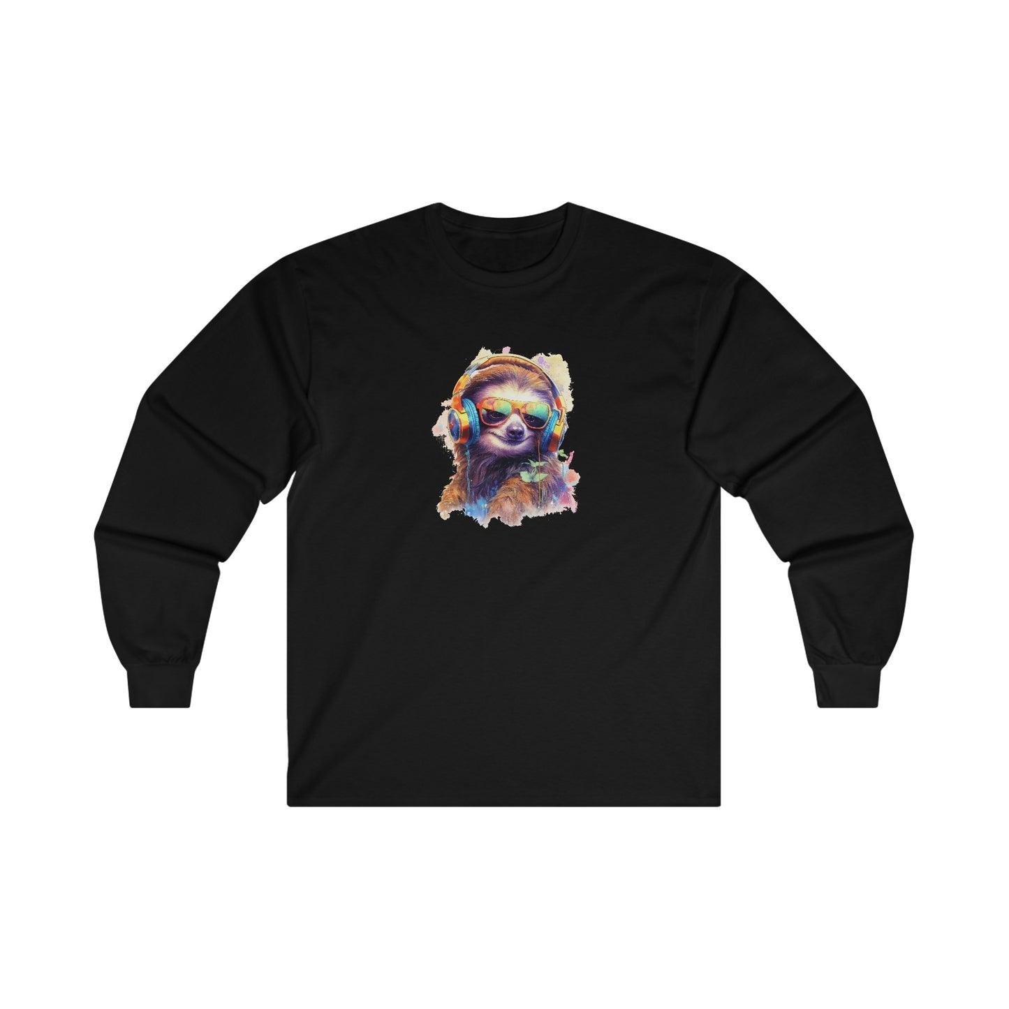 Sloth with Headphones Long Sleeve Tee