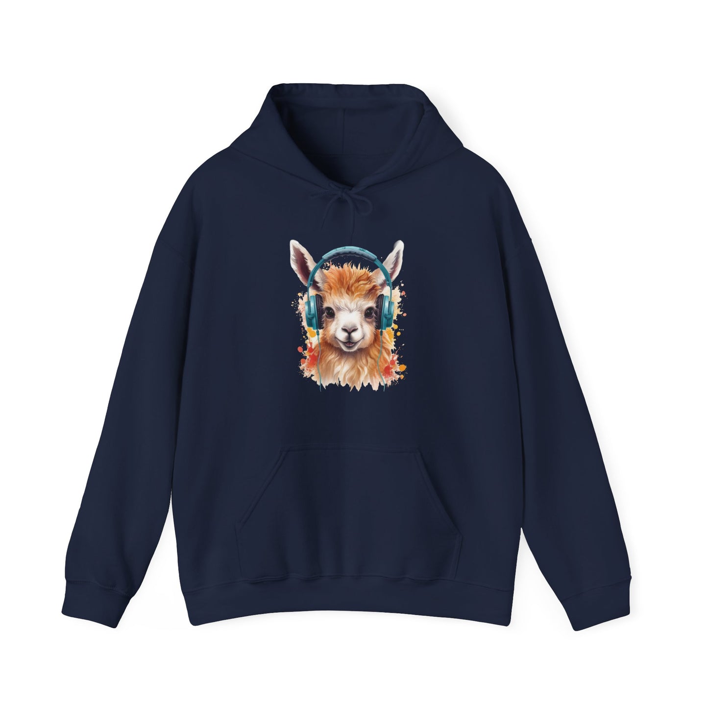 Llama with Headphones Hooded Sweatshirt