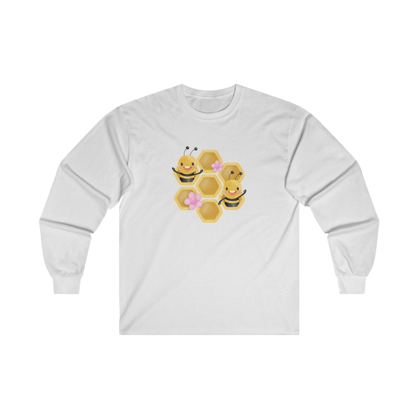 Cute Honeycomb Bee Long Sleeve Tee