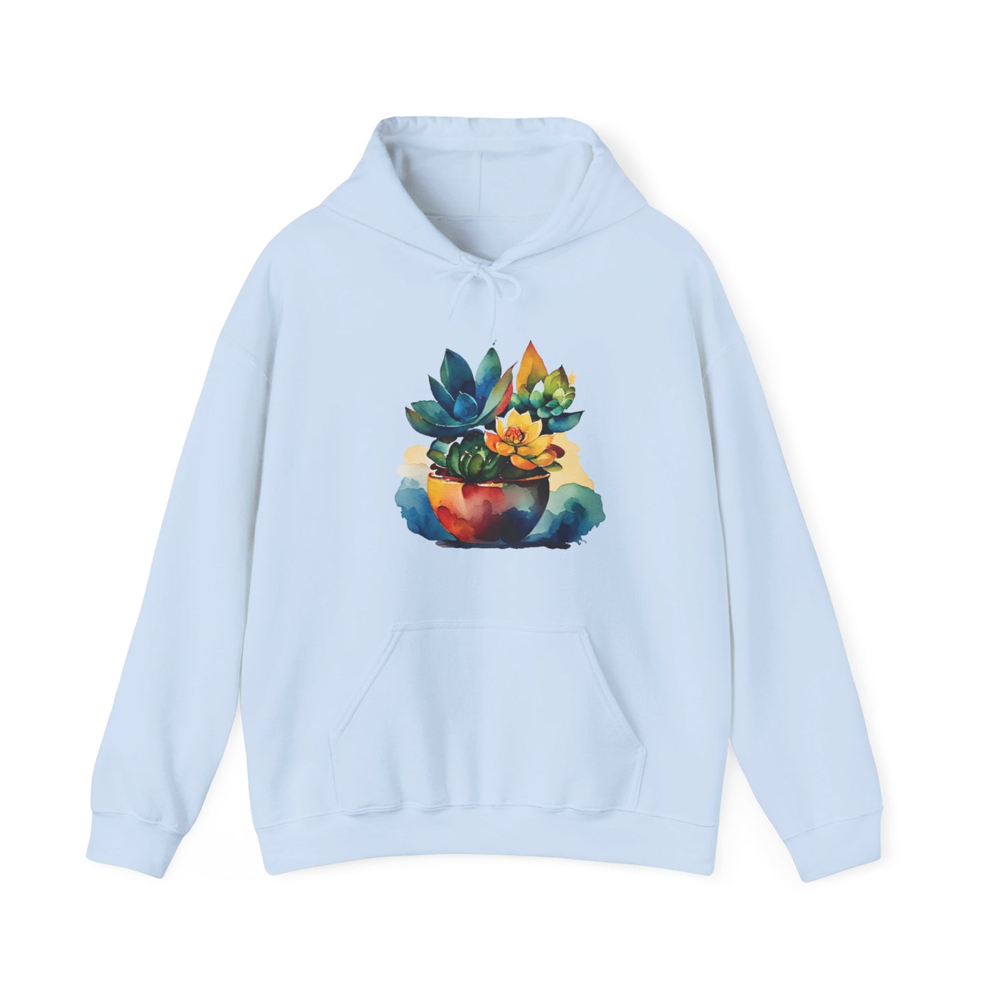 Watercolor Succulent Hooded Sweatshirt