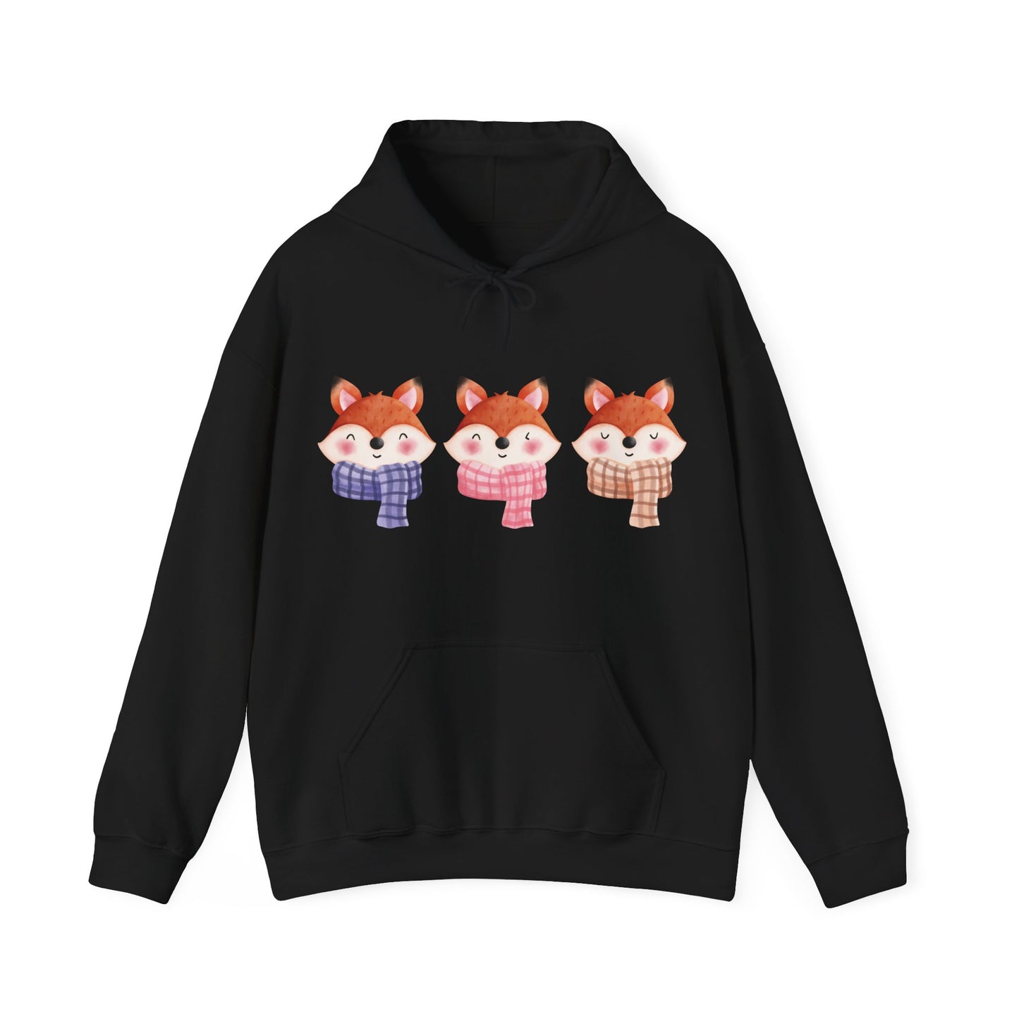 Cute Foxes in Scarves Hooded Sweatshirt