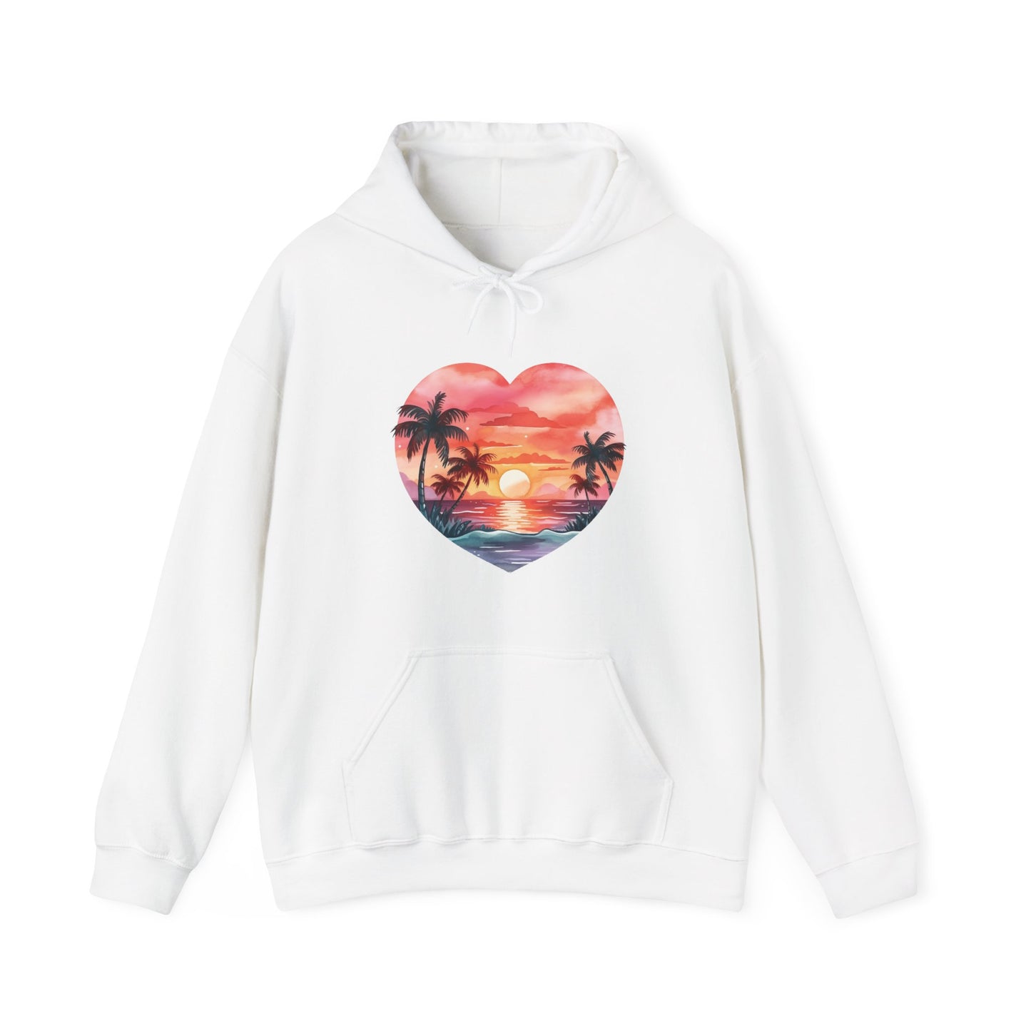 Retro Beach Sunset Heart Hooded Sweatshirt