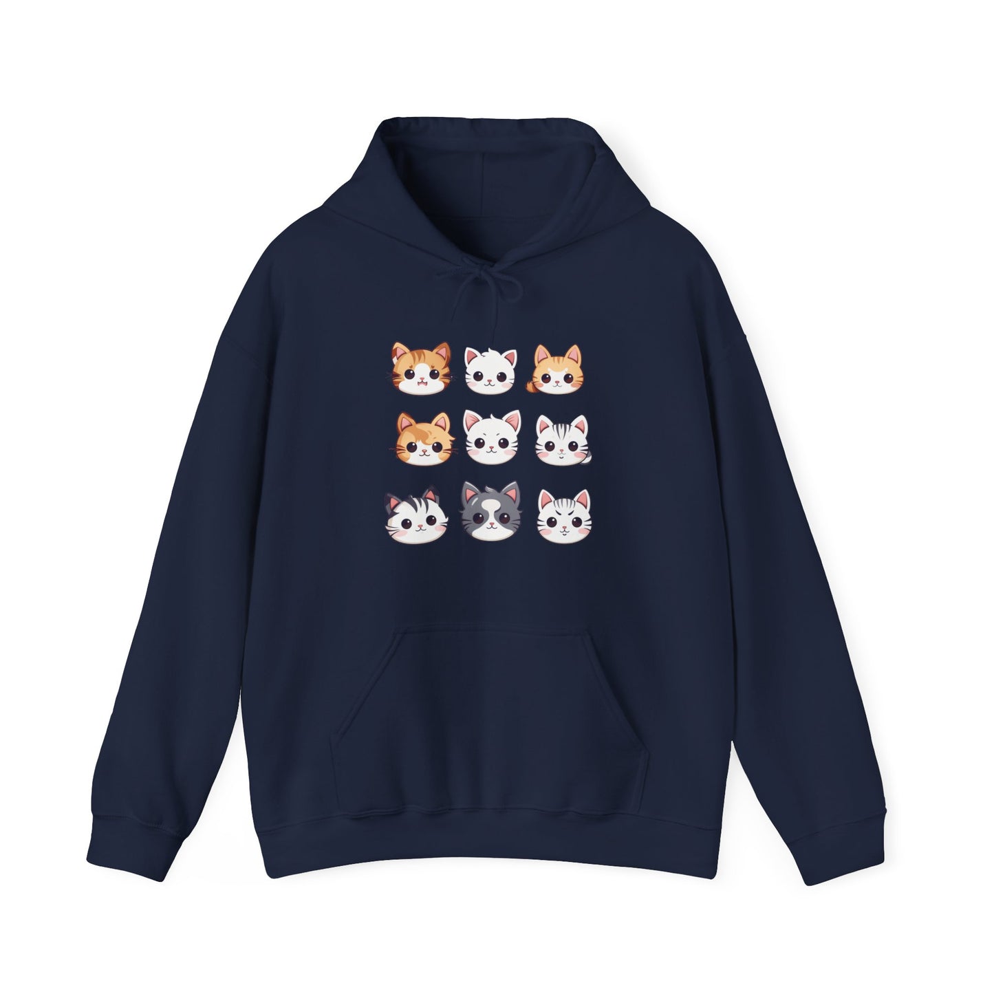Cute Cat Faces Set Hooded Sweatshirt