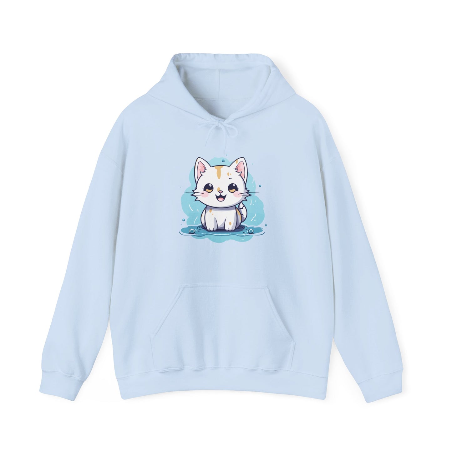 Cute Blue Cat Hooded Sweatshirt