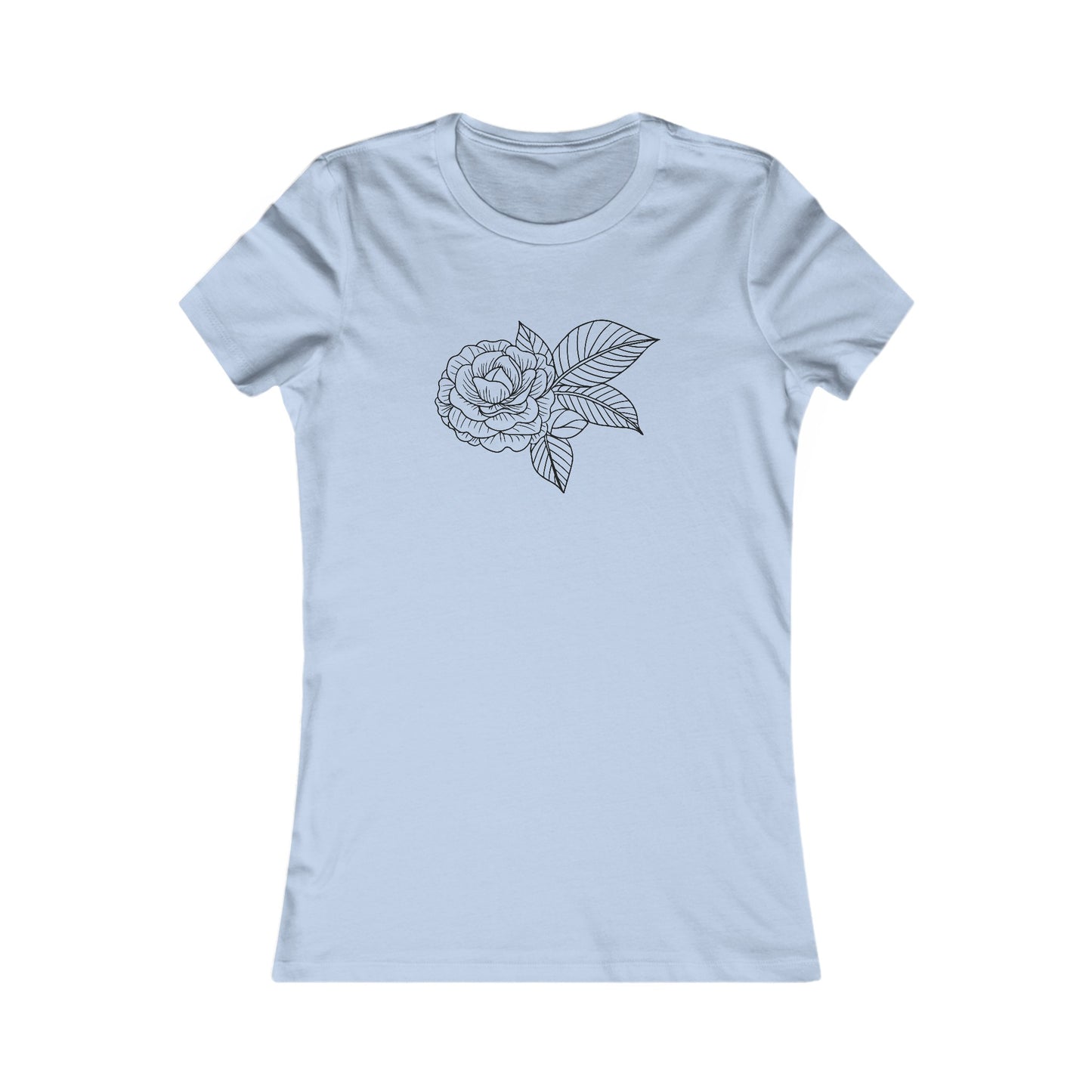 Rose with Leaves Fitted Tee