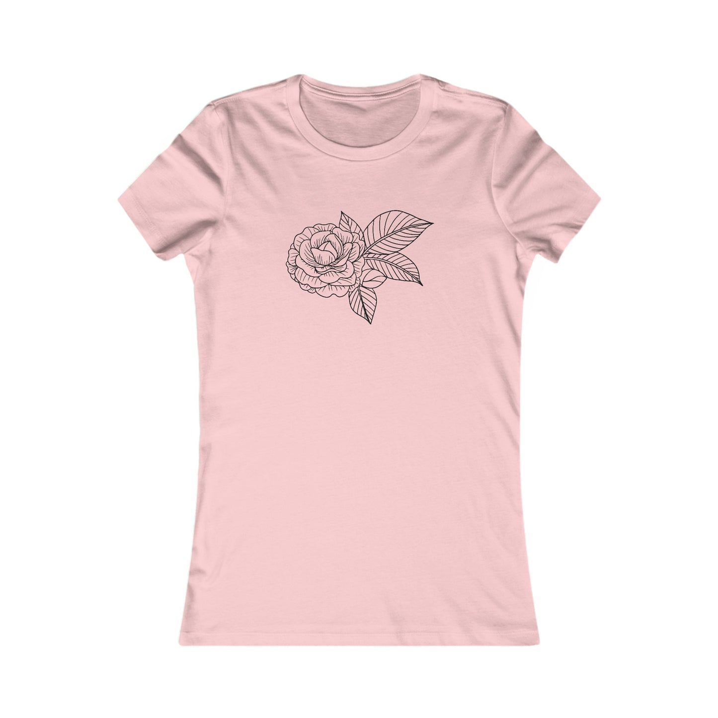 Rose with Leaves Fitted Tee