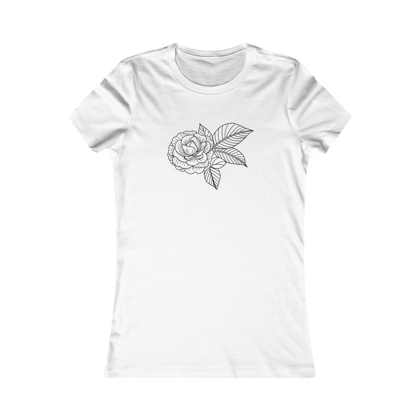 Rose with Leaves Fitted Tee