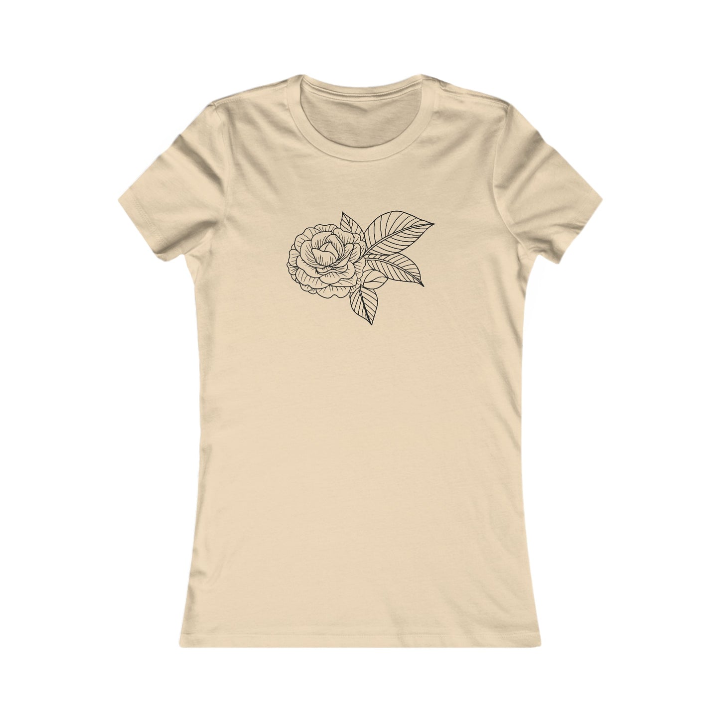Rose with Leaves Fitted Tee