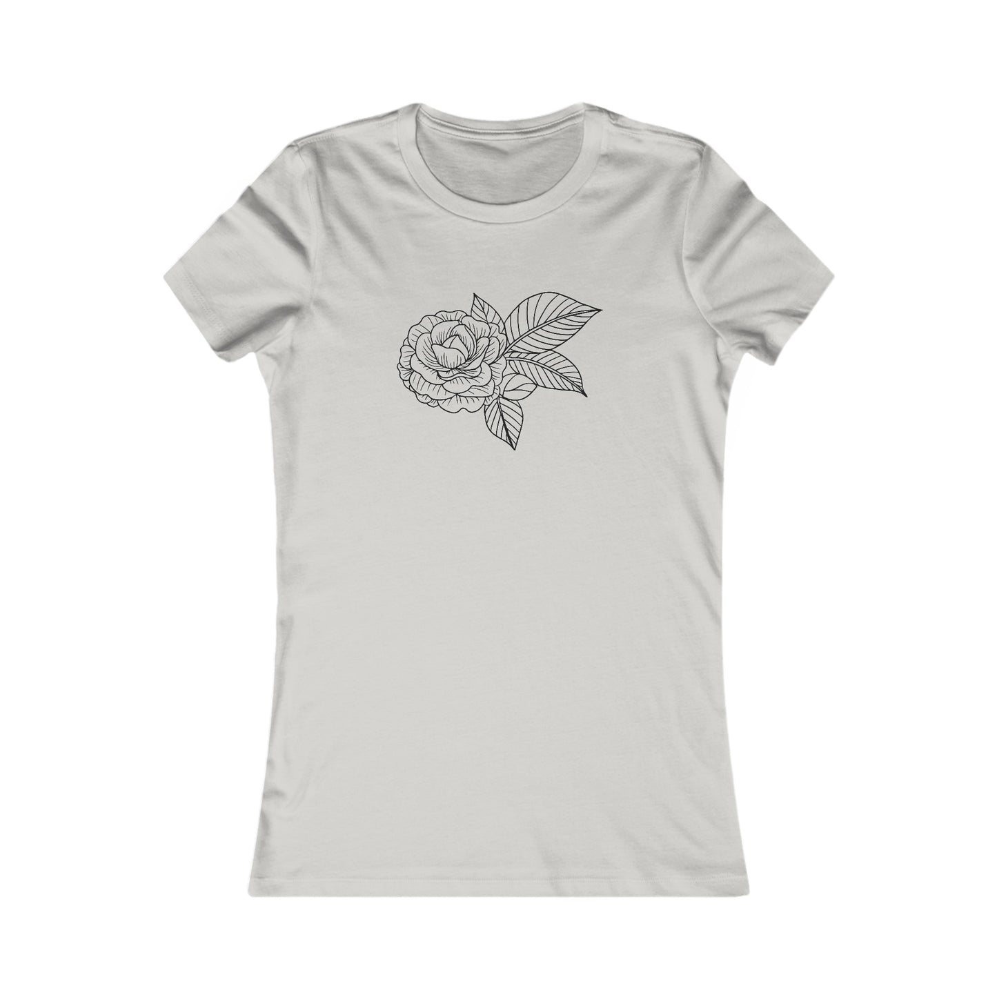 Rose with Leaves Fitted Tee