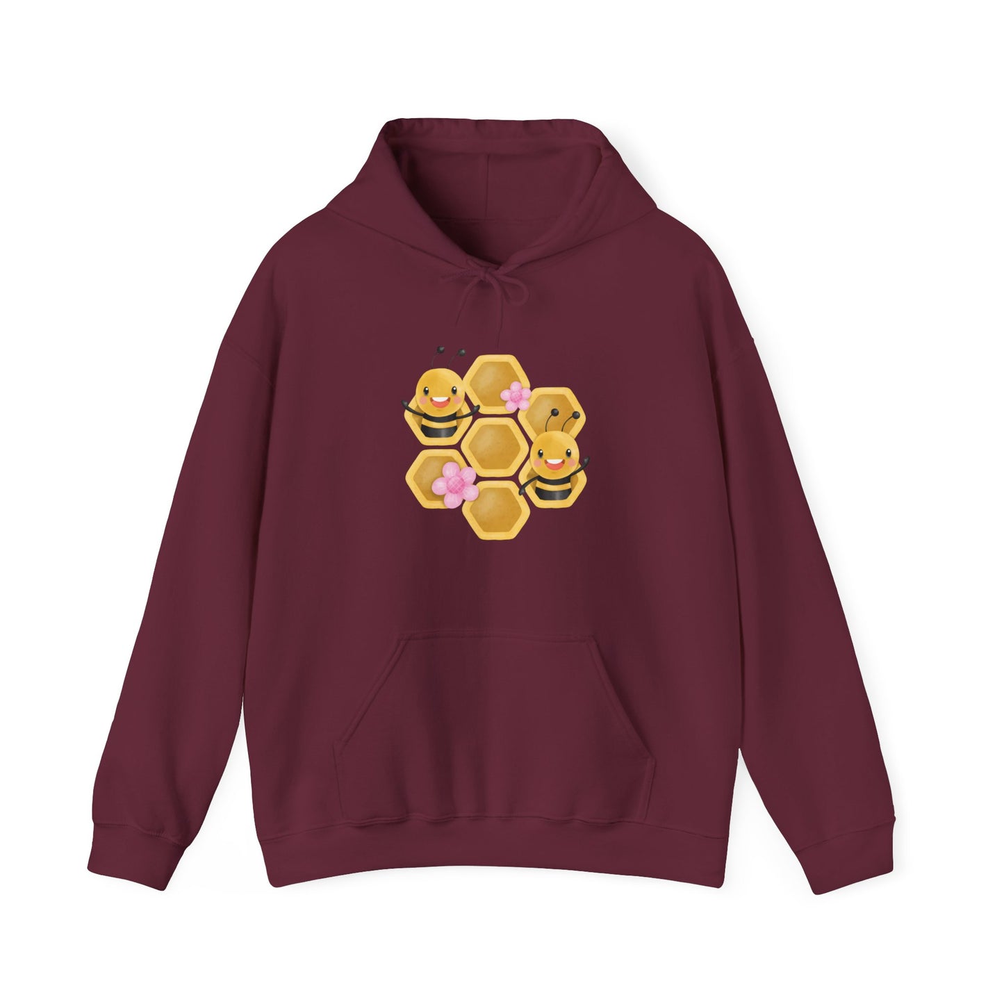 Cute Bee Honeycomb Hooded Sweatshirt