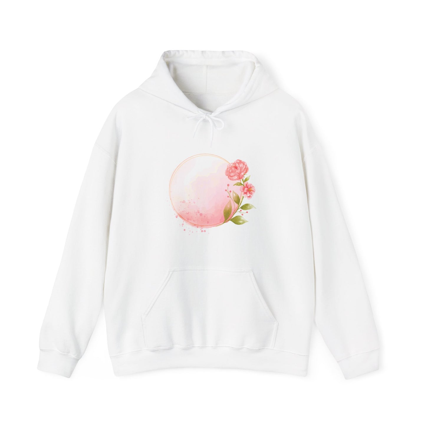 Pink Watercolor Rose Circle Hooded Sweatshirt