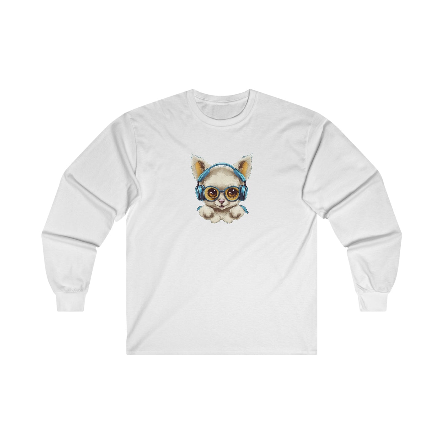Puppy with Headphones Long Sleeve Tee