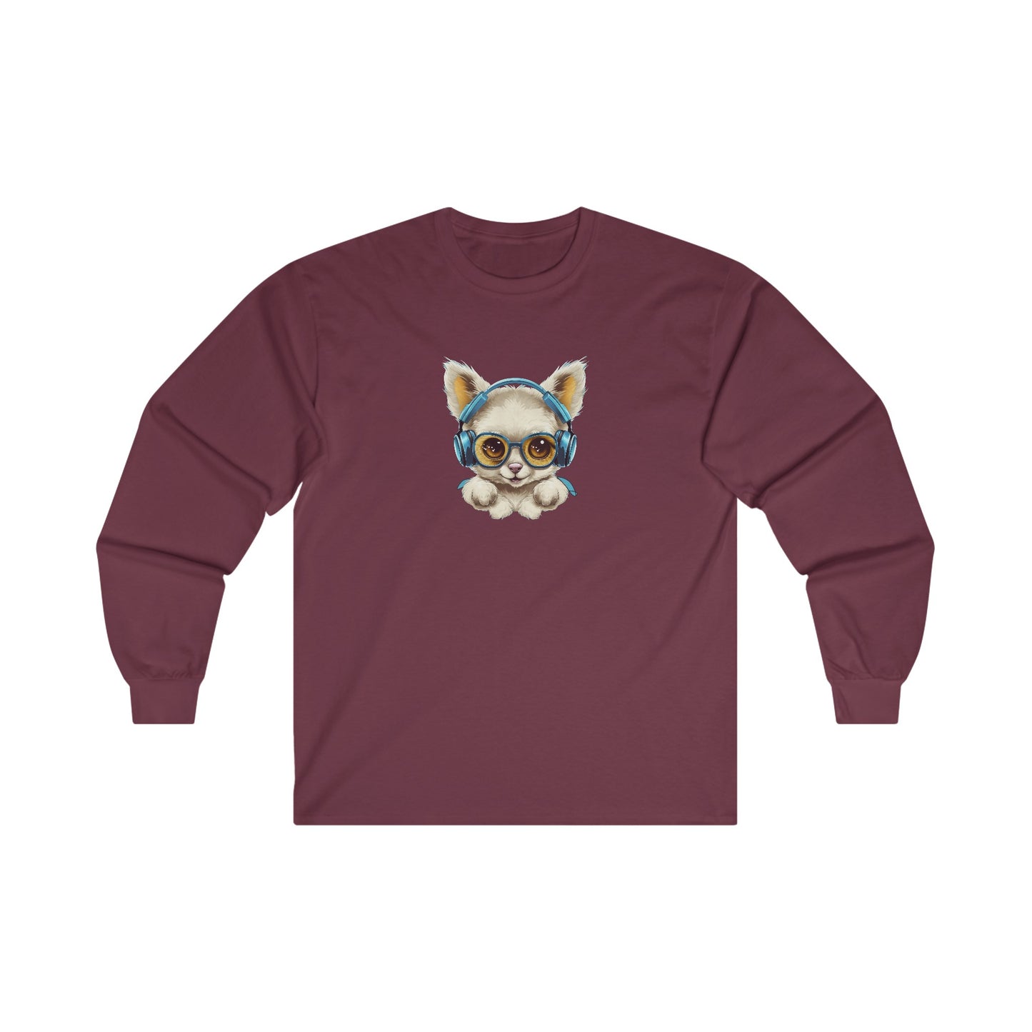 Puppy with Headphones Long Sleeve Tee