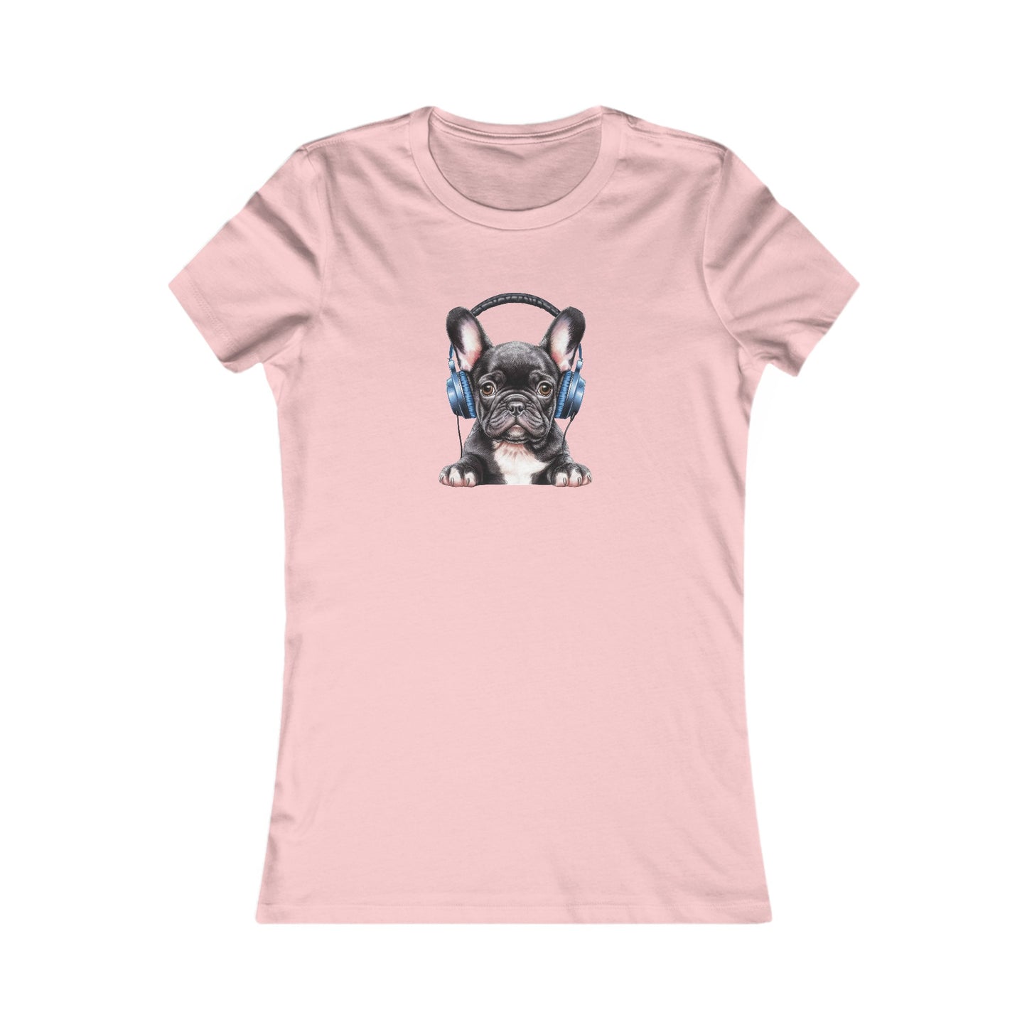 French Bulldog with Headphones Fitted Tee