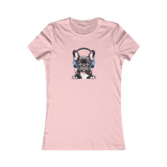 French Bulldog with Headphones Fitted Tee