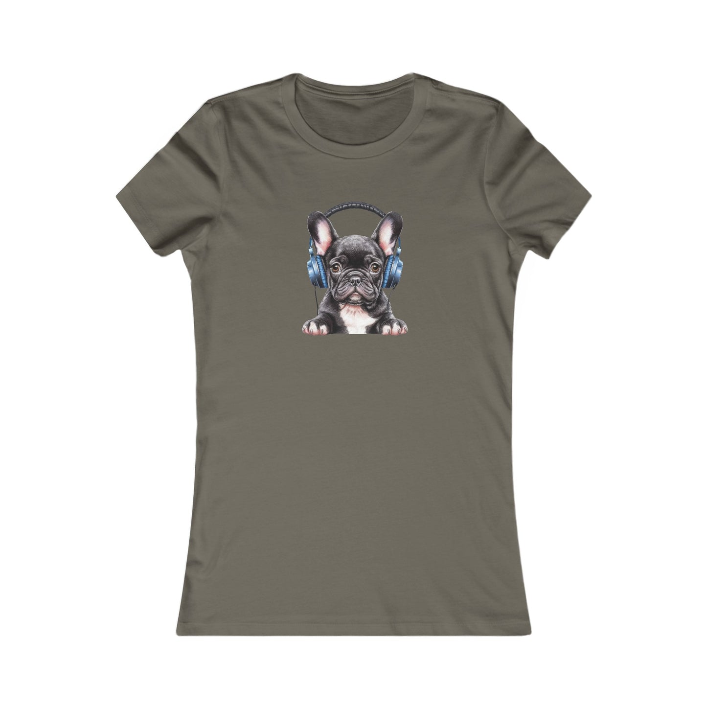 French Bulldog with Headphones Fitted Tee