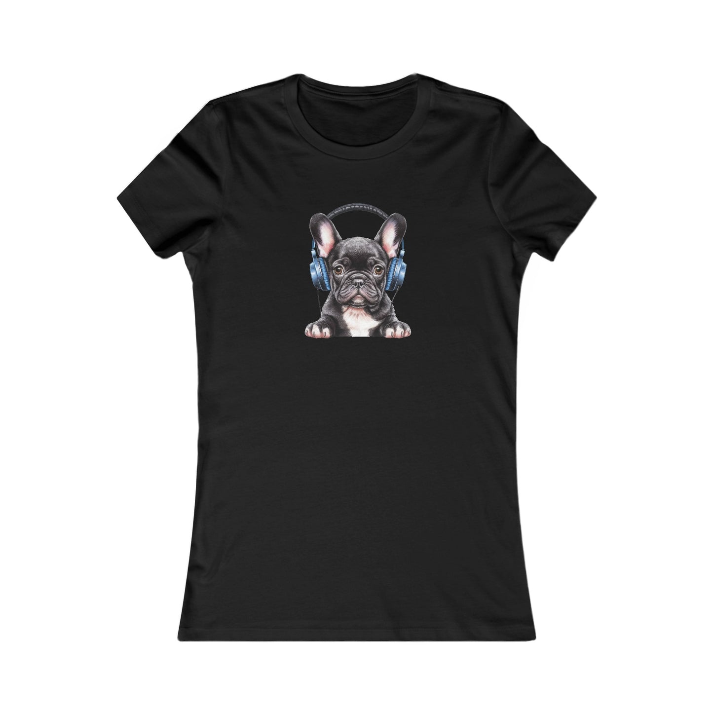 French Bulldog with Headphones Fitted Tee