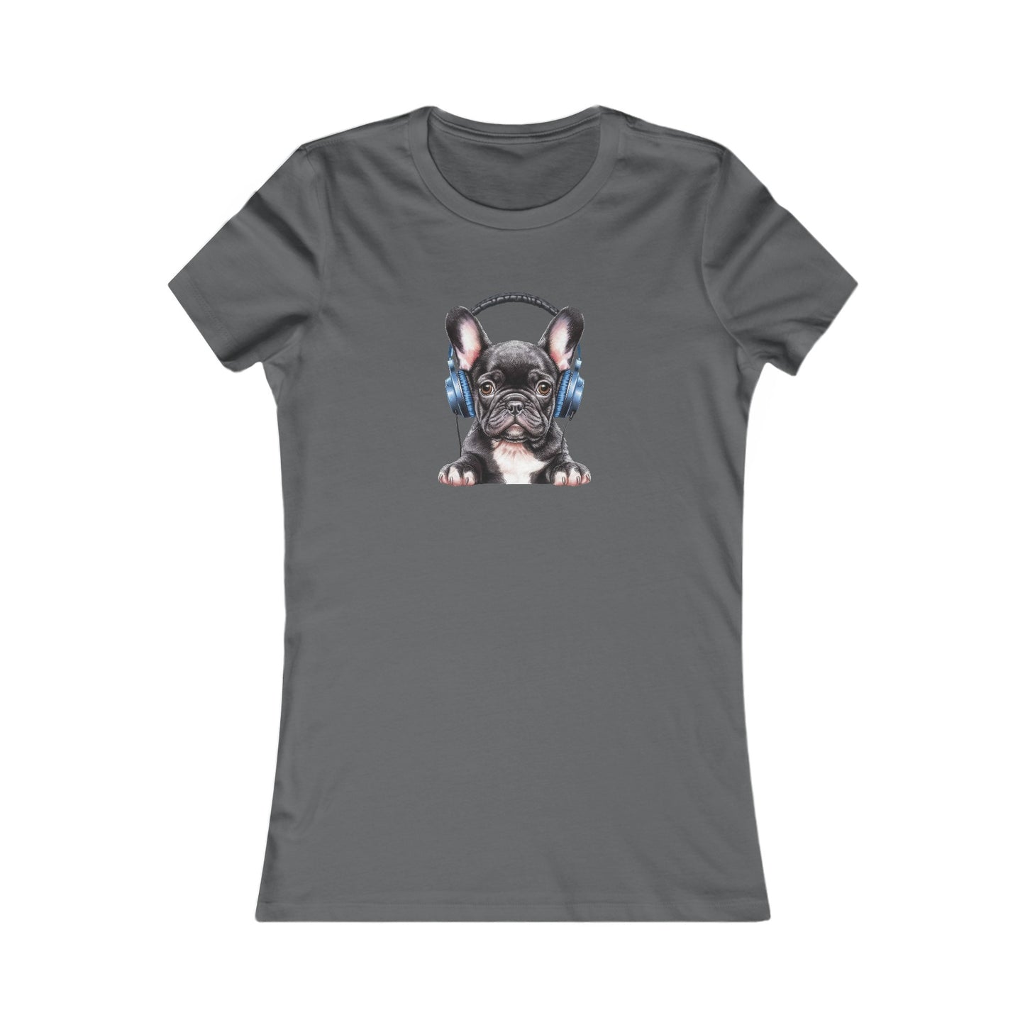 French Bulldog with Headphones Fitted Tee