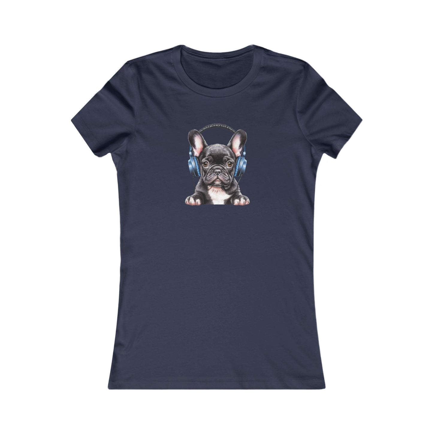 French Bulldog with Headphones Fitted Tee