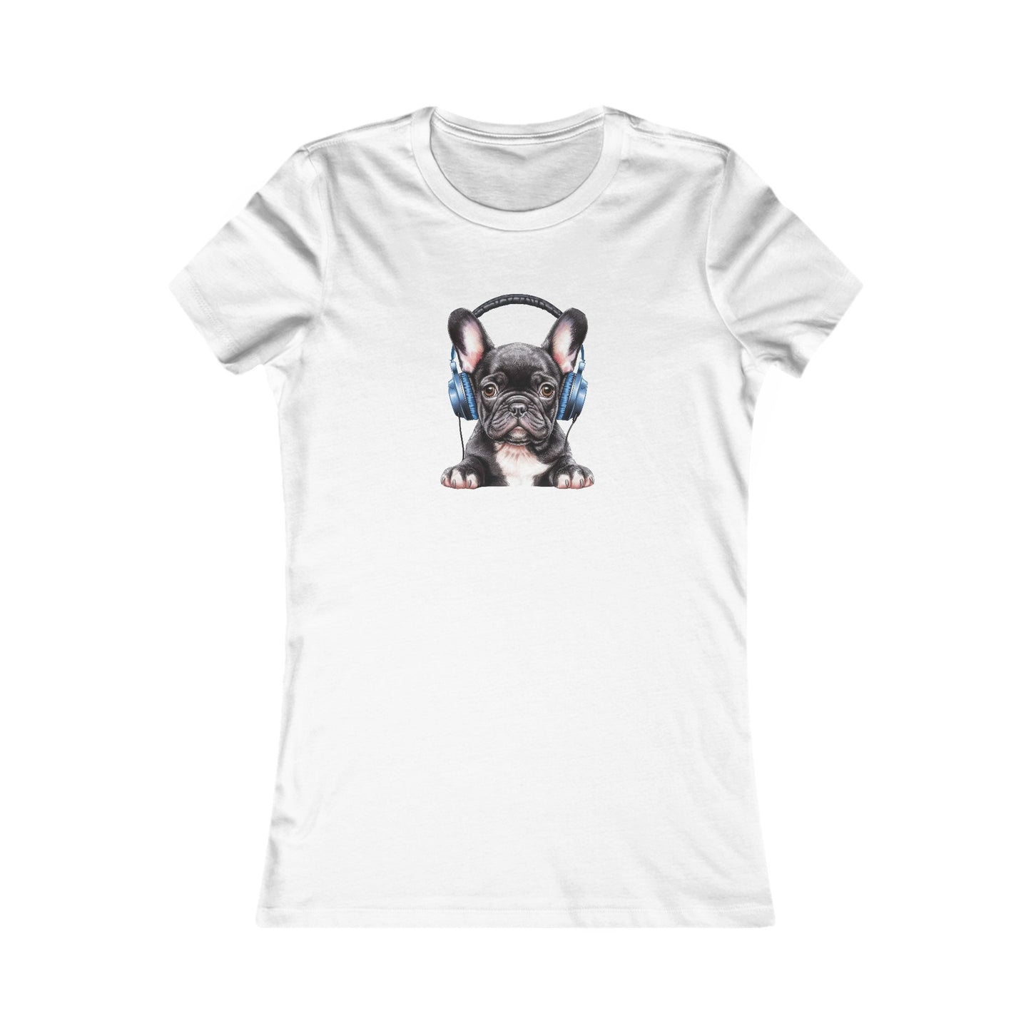 French Bulldog with Headphones Fitted Tee