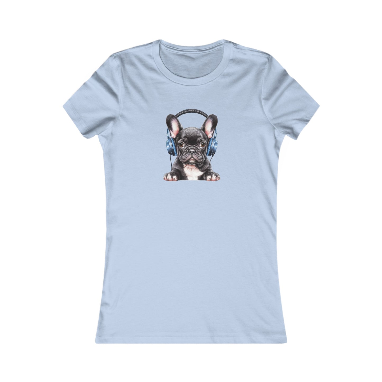 French Bulldog with Headphones Fitted Tee