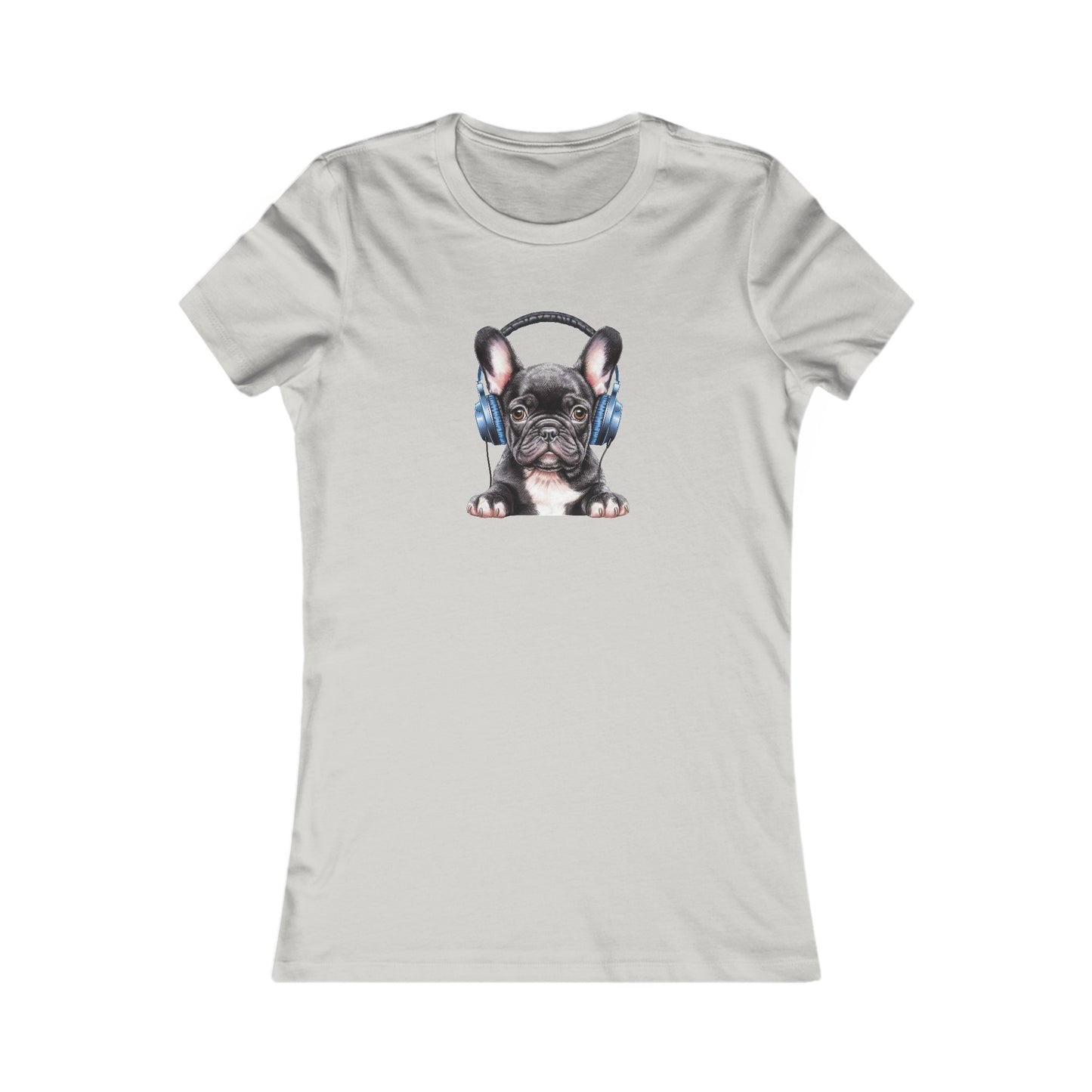 French Bulldog with Headphones Fitted Tee
