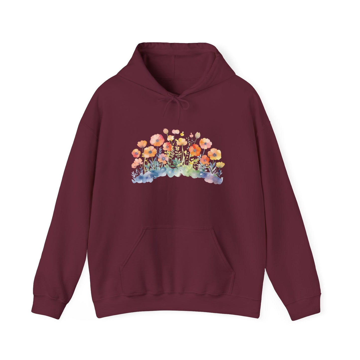 Pretty Watercolor Flowers Hooded Sweatshirt