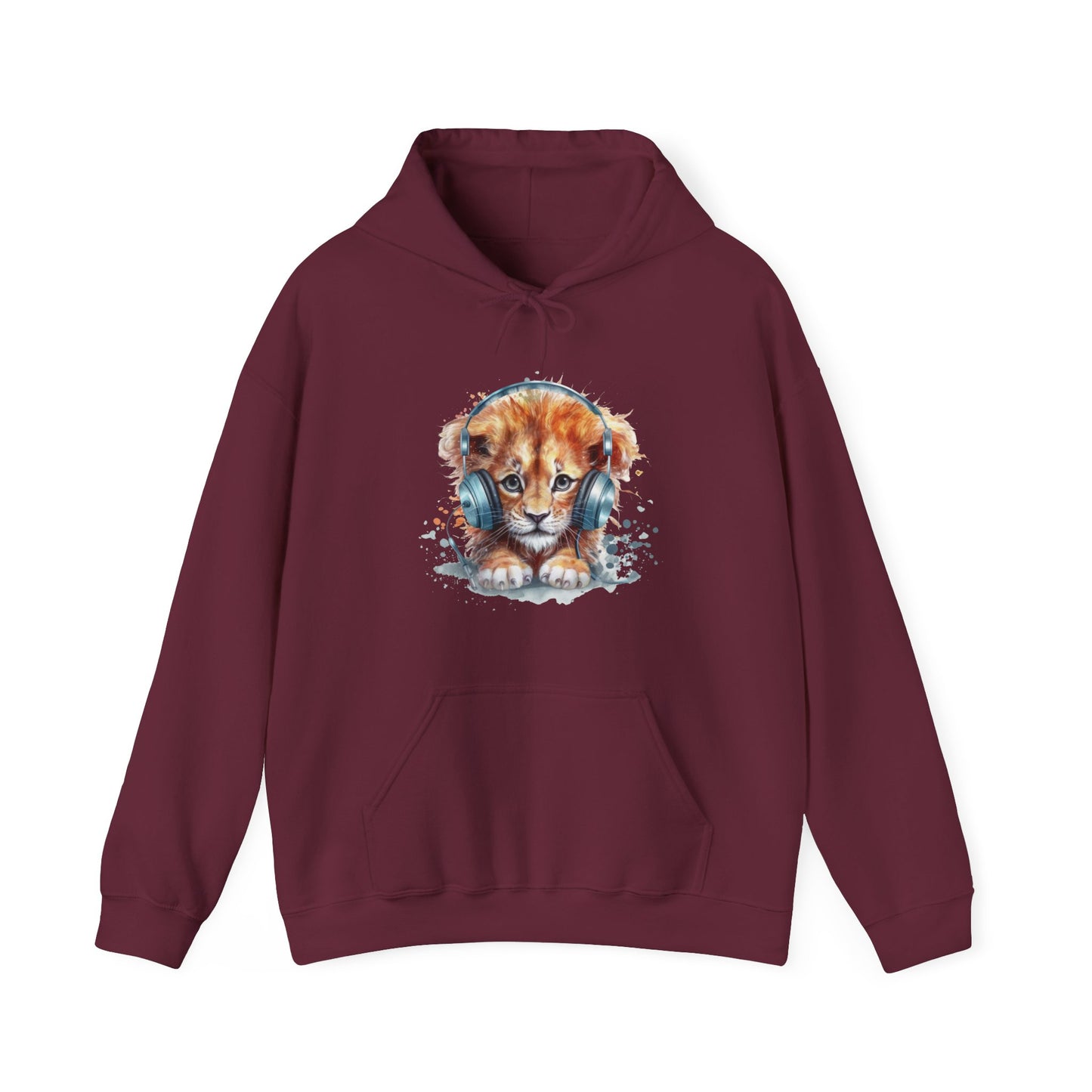 Lion with Headphones Hooded Sweatshirt