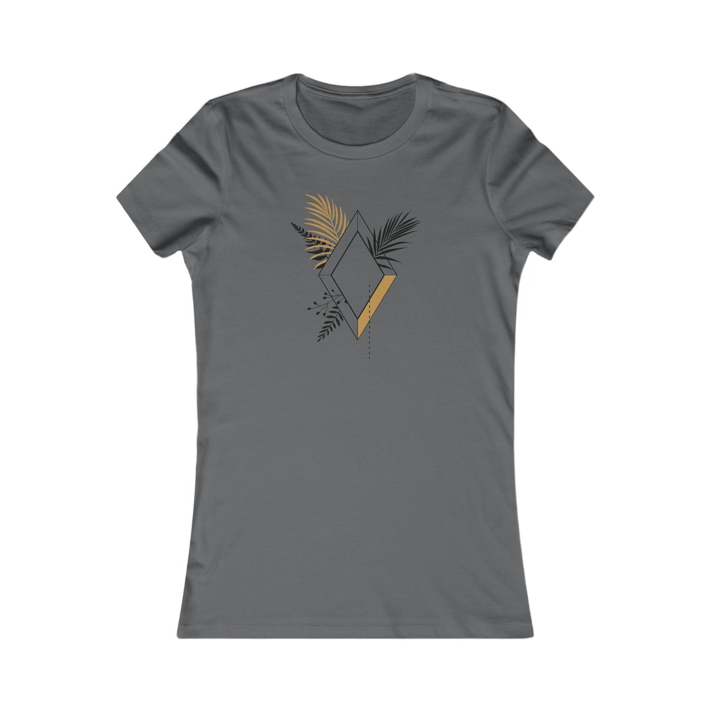 Black and Gold Leafy Diamond Fitted Tee