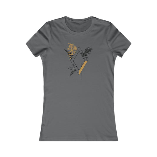 Black and Gold Leafy Diamond Fitted Tee