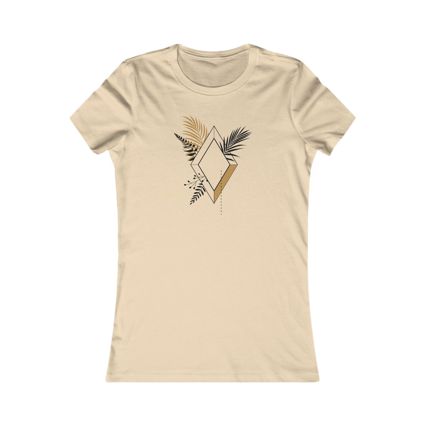Black and Gold Leafy Diamond Fitted Tee