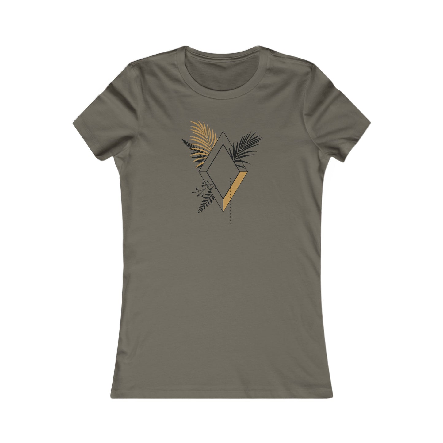 Black and Gold Leafy Diamond Fitted Tee