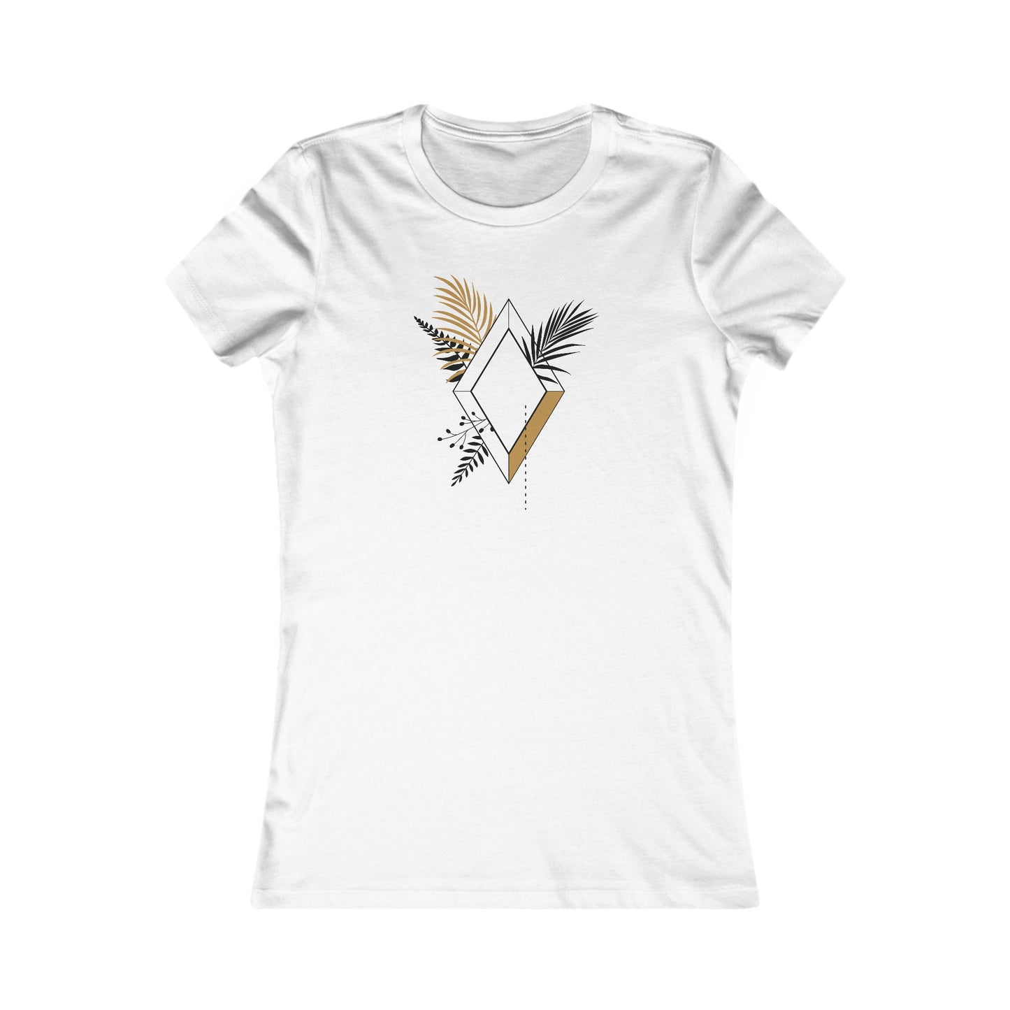 Black and Gold Leafy Diamond Fitted Tee