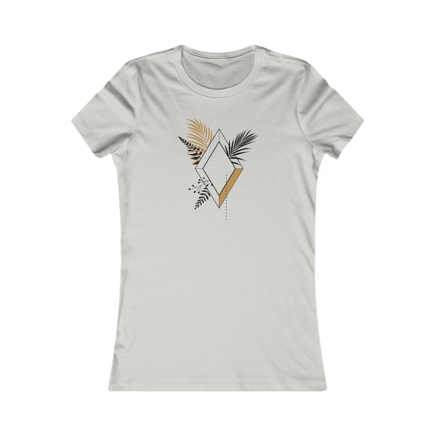 Black and Gold Leafy Diamond Fitted Tee