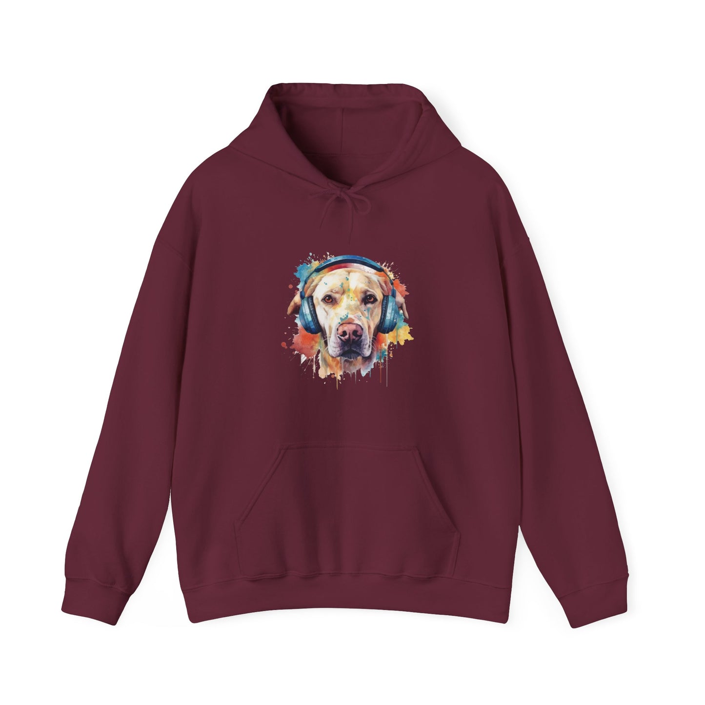 Labrador Retriever with Headphones Hooded Sweatshirt