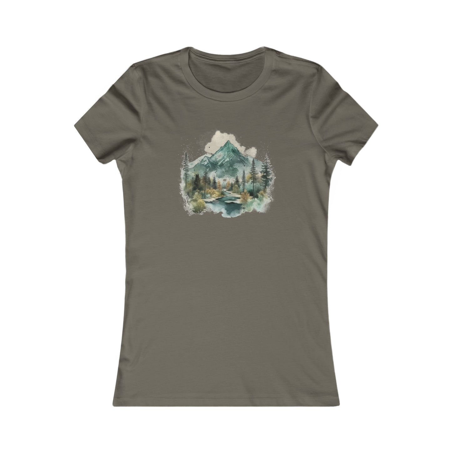 Watercolor Mountains Fitted Tee