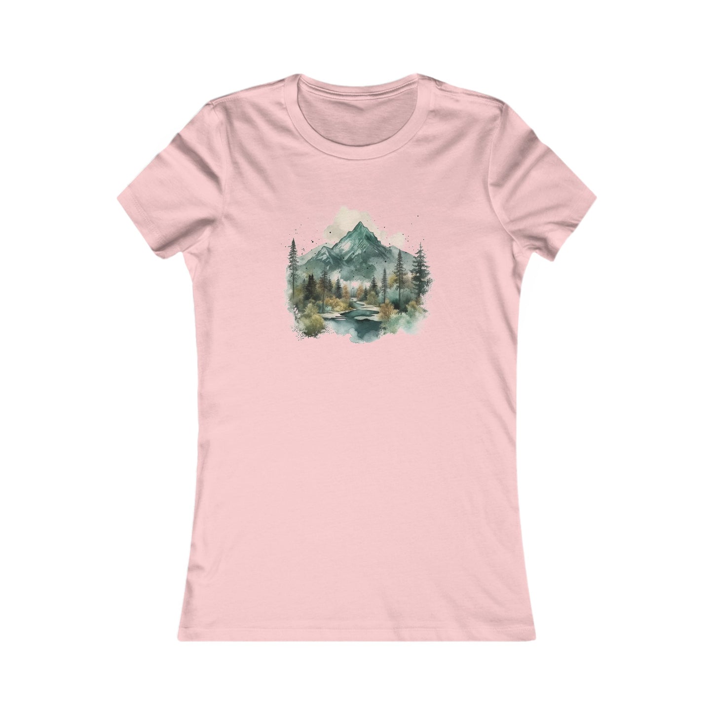 Watercolor Mountains Fitted Tee