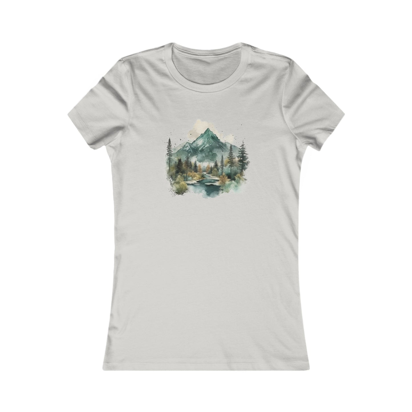 Watercolor Mountains Fitted Tee