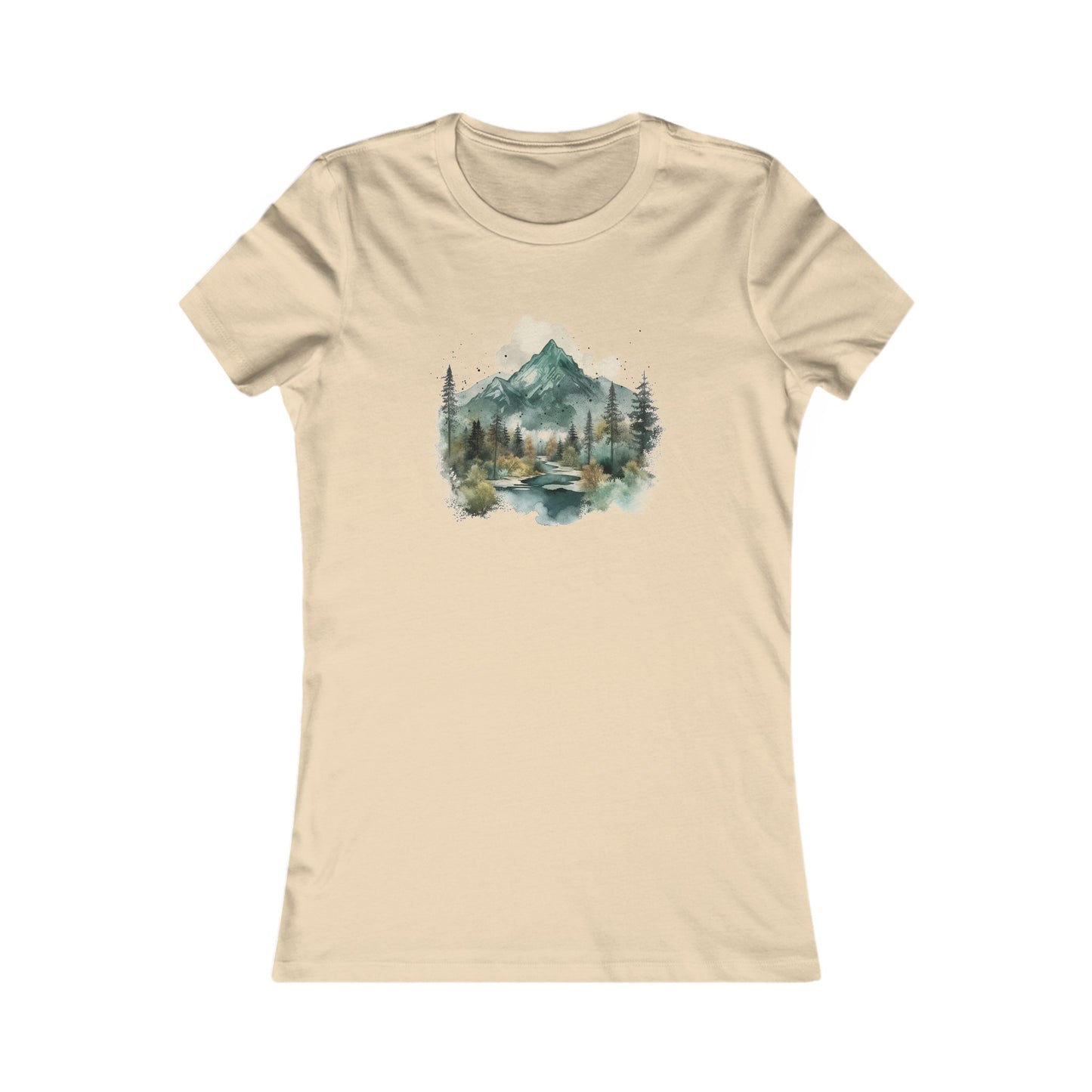 Watercolor Mountains Fitted Tee