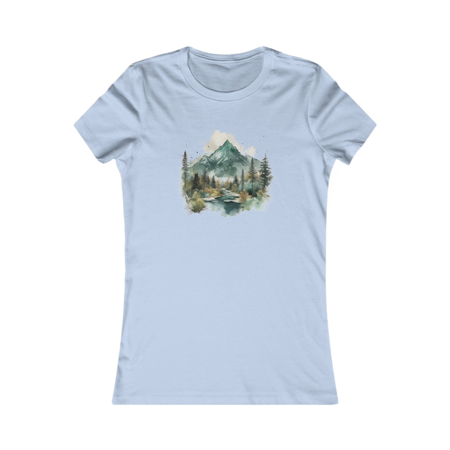 Watercolor Mountains Fitted Tee
