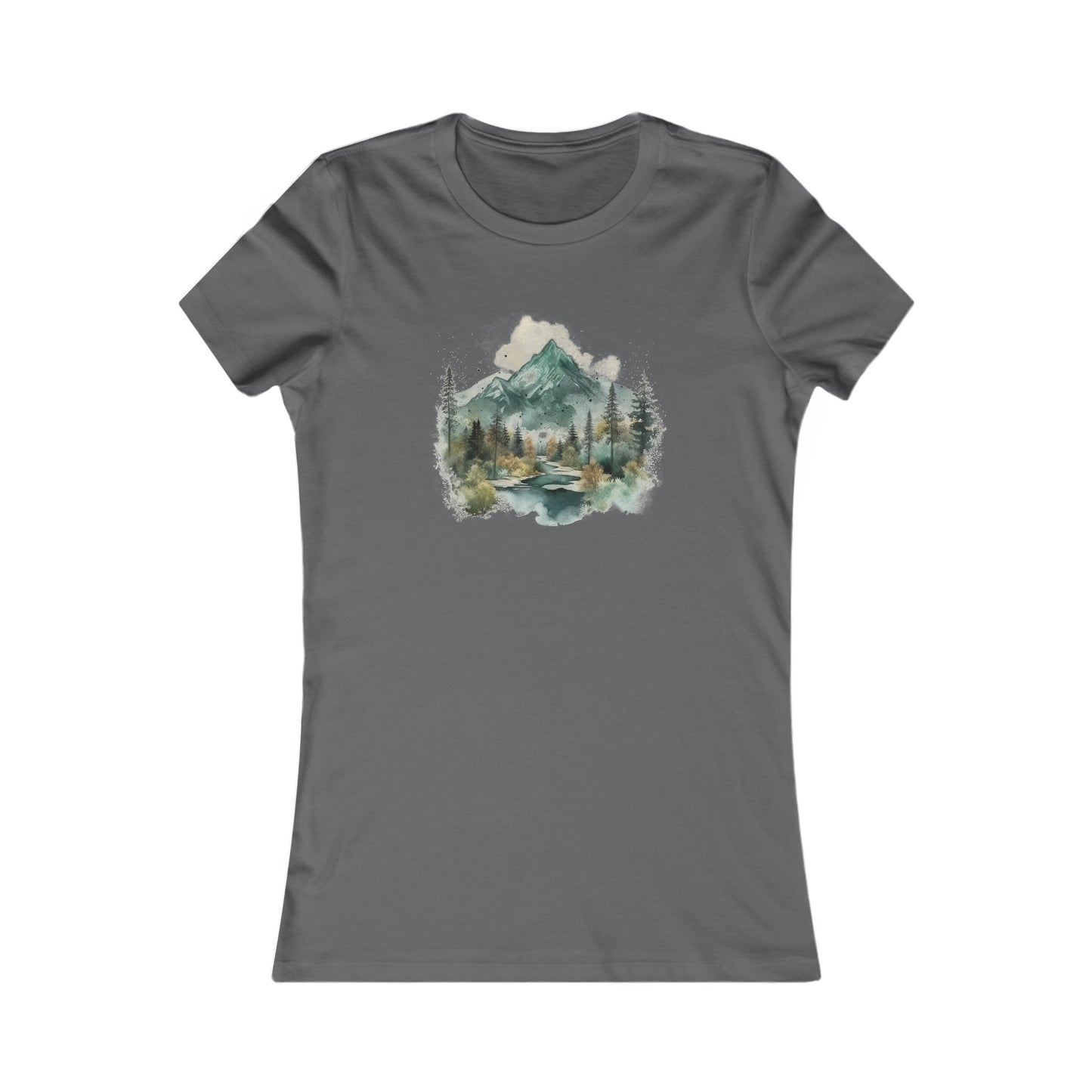 Watercolor Mountains Fitted Tee